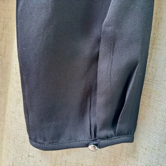 Banana Republic Blouse, Black, Small | Pintucks and Ruffle | Button Neck/Cuffs - Picture 5 of 5